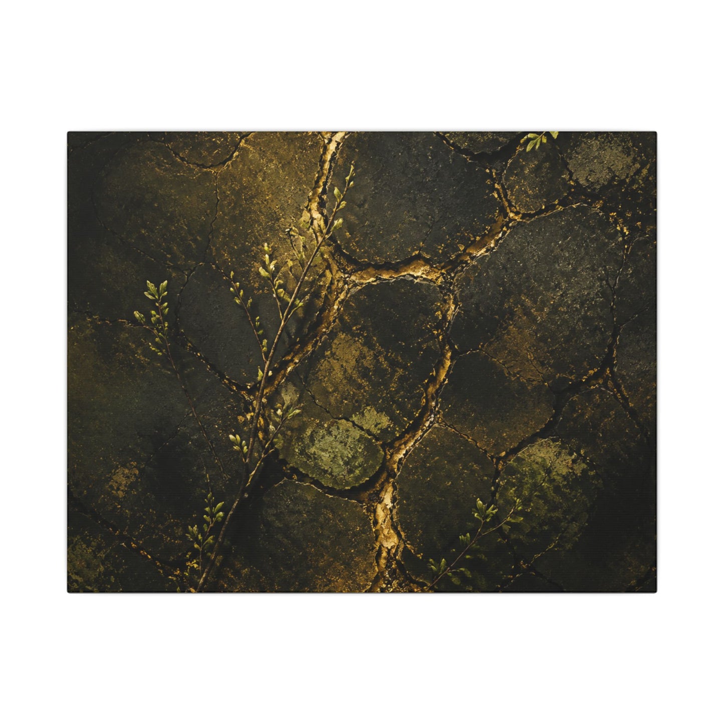 Shibui Cracked Earth Canvas Art - Dark Japandi Dark Texture