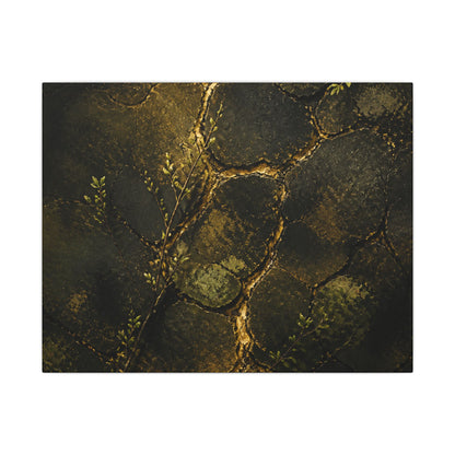 Shibui Cracked Earth Canvas Art - Dark Japandi Dark Texture