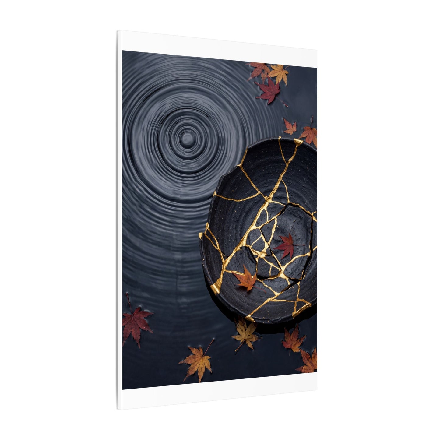 Philosophical Water Ripple Canvas Art - Gold Repair Kintsugi