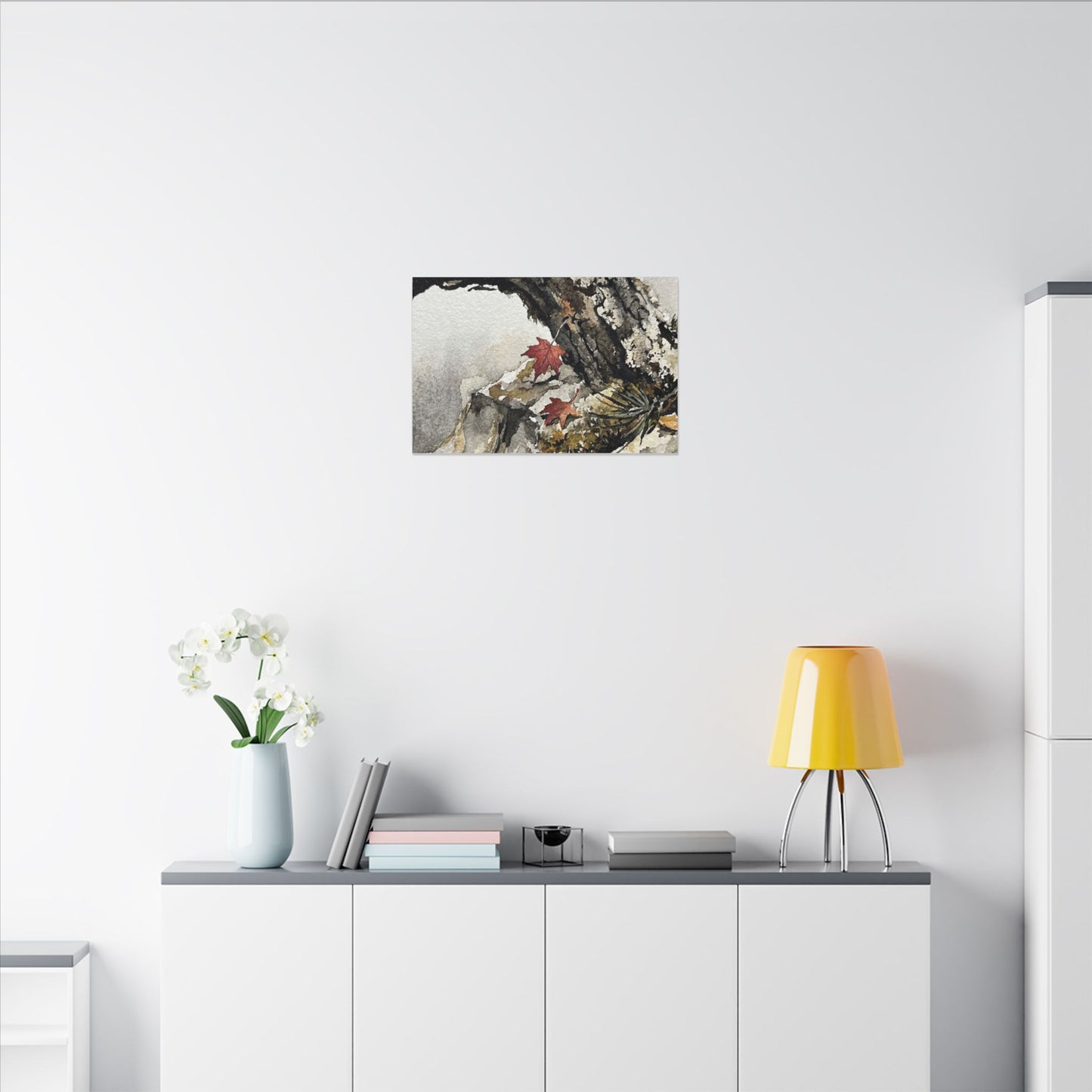 Pine Tree Autumn Canvas Art | Japandi Earthy Design