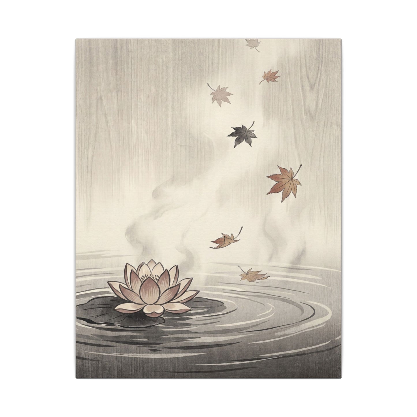 Lotus Flower Canvas Art | Autumn Zen Ukiyo E Inspired Art