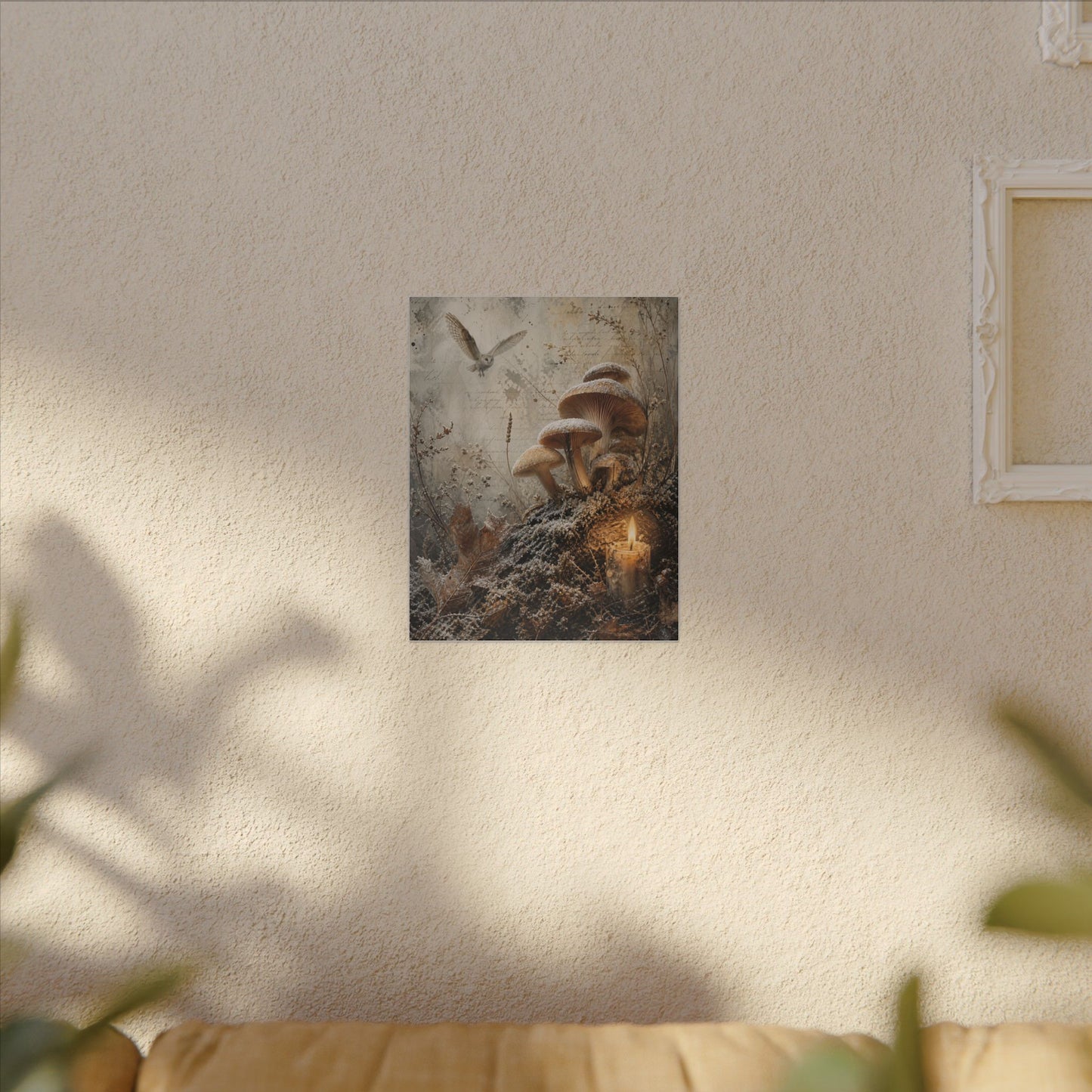 Wild Mushrooms Texture Canvas Art | Elegant Japandi Art