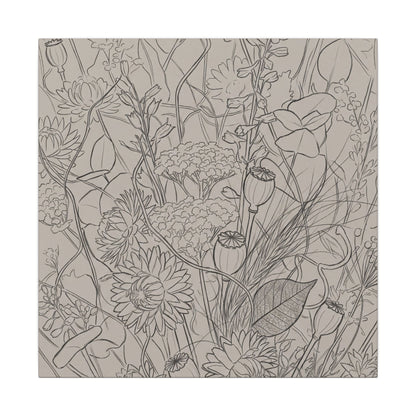 Summer Dried Flowers Minimal Line Canvas Art | Elegant Decor