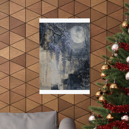 Moonlight Wisteria Wall Art Print - Japandi Seijaku