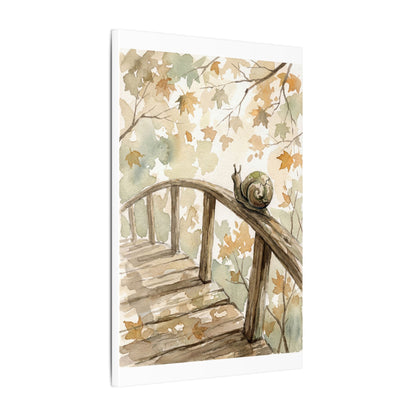 Wooden Bridge Canvas Art | Autumn Japandi Watercolor Art