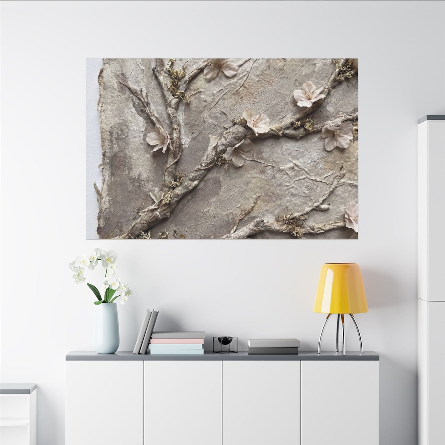 Summer Cherry Blossom Texture Canvas Art | Earthy Decor