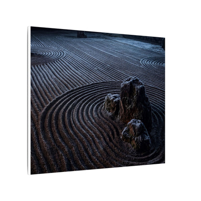 Moonlight Rock Garden Canvas Art - Dark Japandi Seijaku