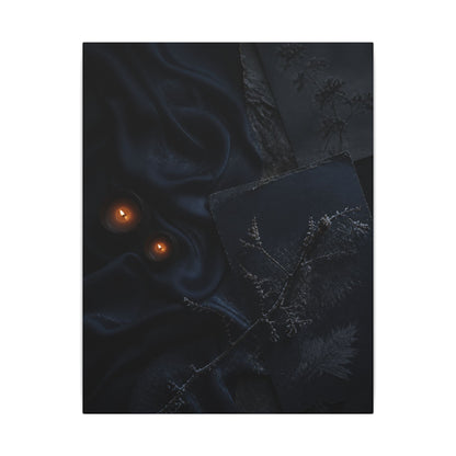 Candlelight Silk Drape Canvas Art - Dark Japandi Kanso