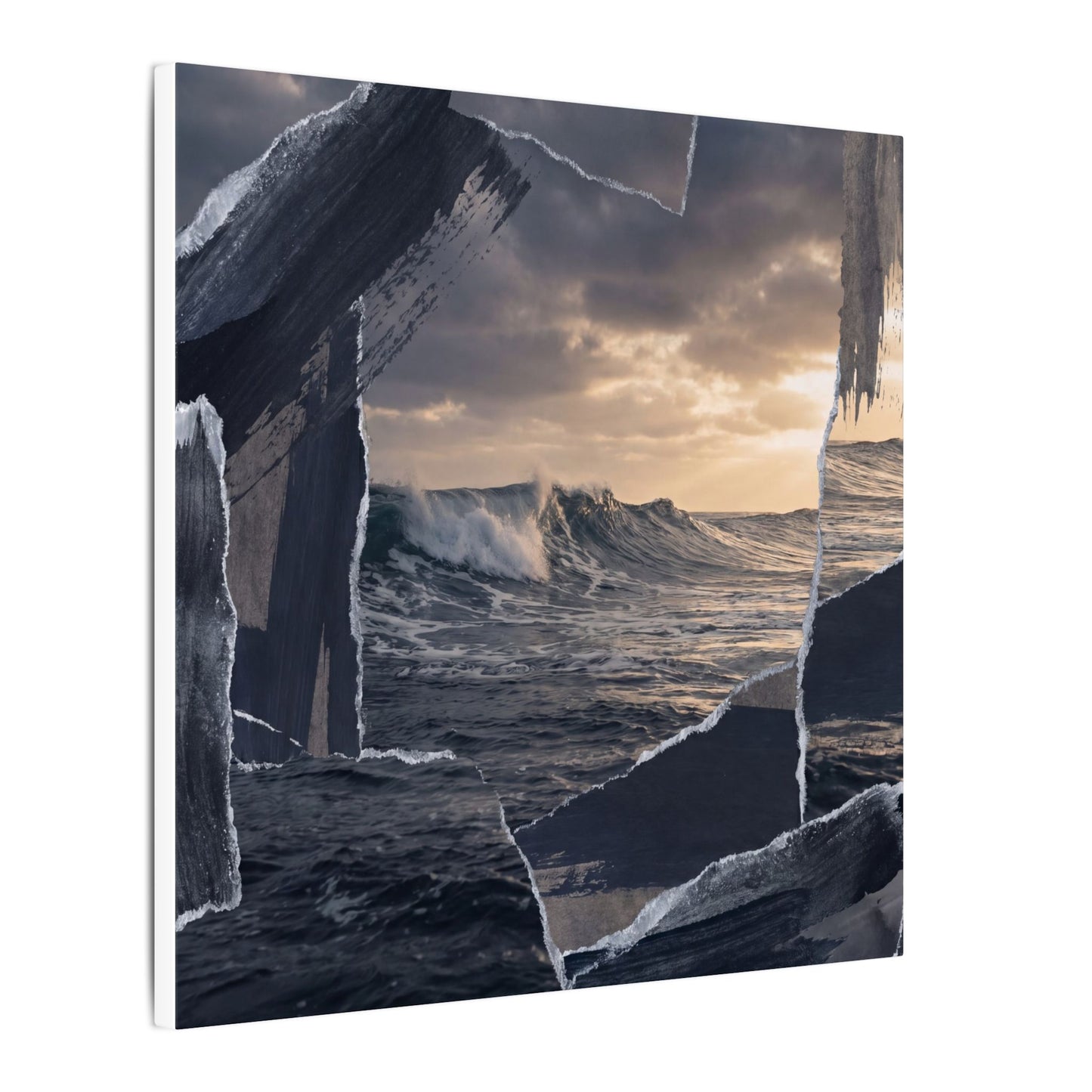 Fukinsei Ocean Wave Canvas Art - Dark Japandi Shadow Zen