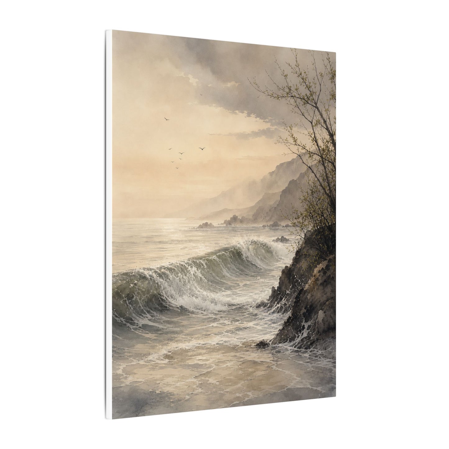 Ocean Wave Spring Canvas Art | Japandi Elegant Design