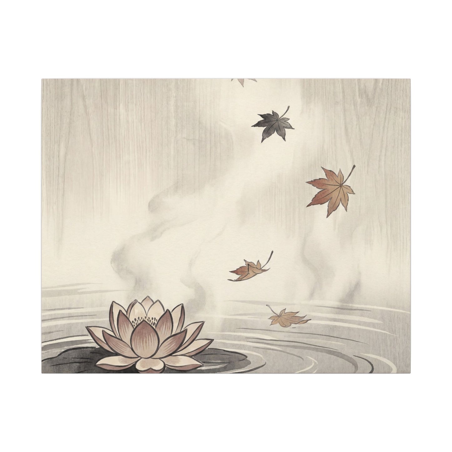 Lotus Flower Canvas Art | Autumn Zen Ukiyo E Inspired Art
