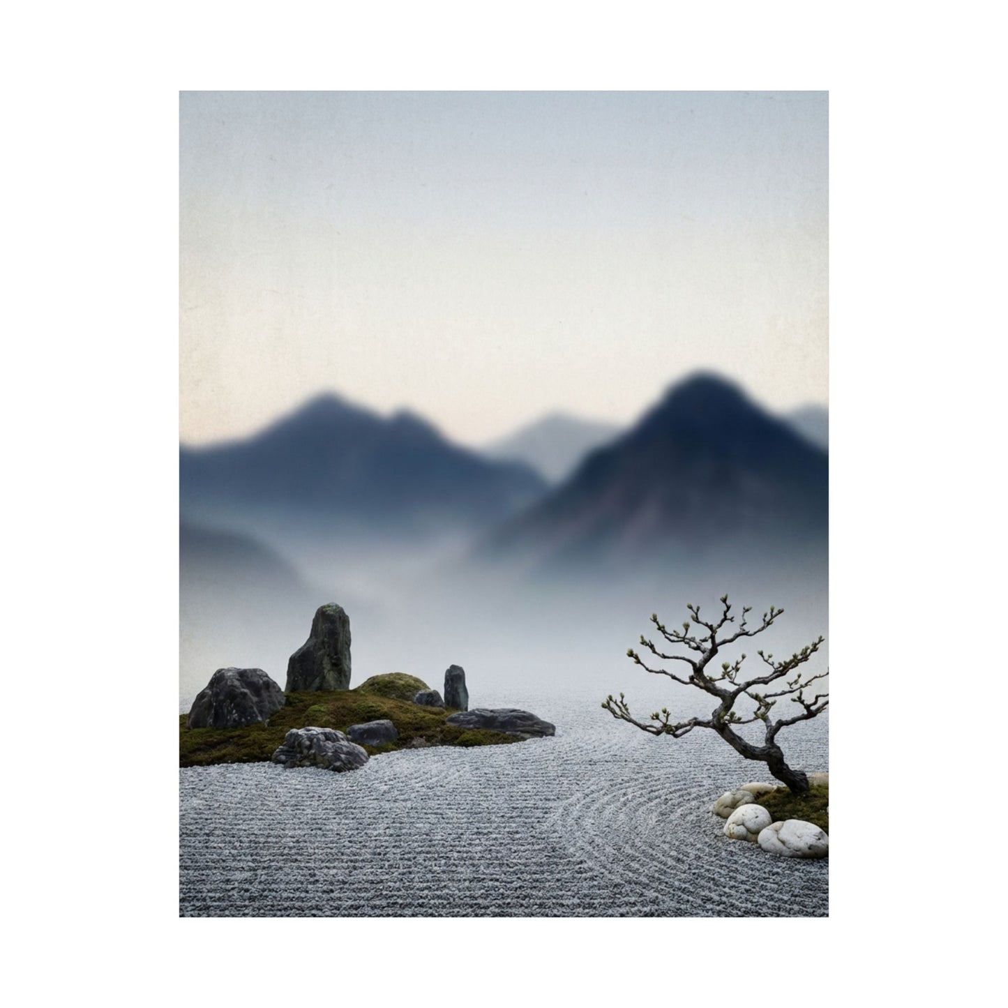 Dawn Mountain Mist Wall Art Print - Zen Shibui