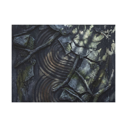 Rock Garden Canvas Art | Winter Dark Japandi Dark Texture Art Art Print