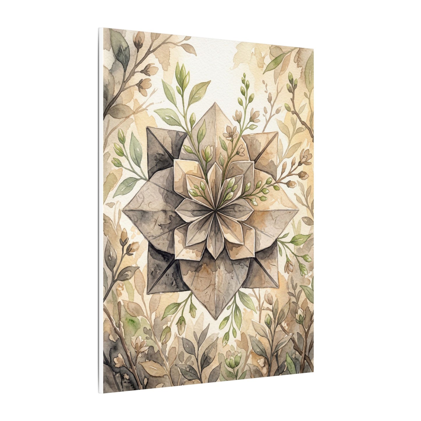 Warm Paper Fold Canvas Art - Watercolor Japandi