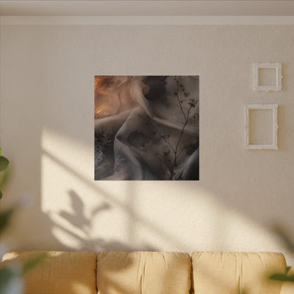 Japandi Silk Drape in Candlelight | Watercolor Canvas Art
