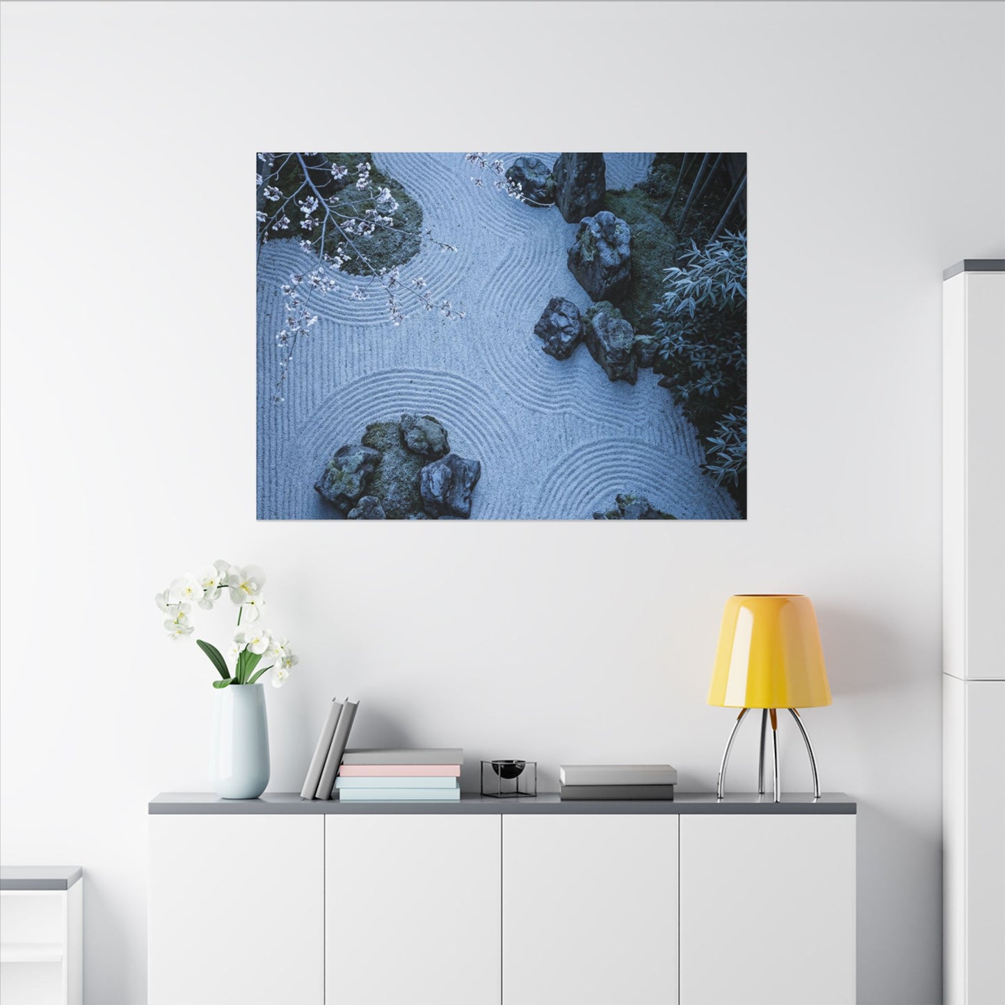 Contemplative Cherry Blossom Canvas Art - Karesansui Zen