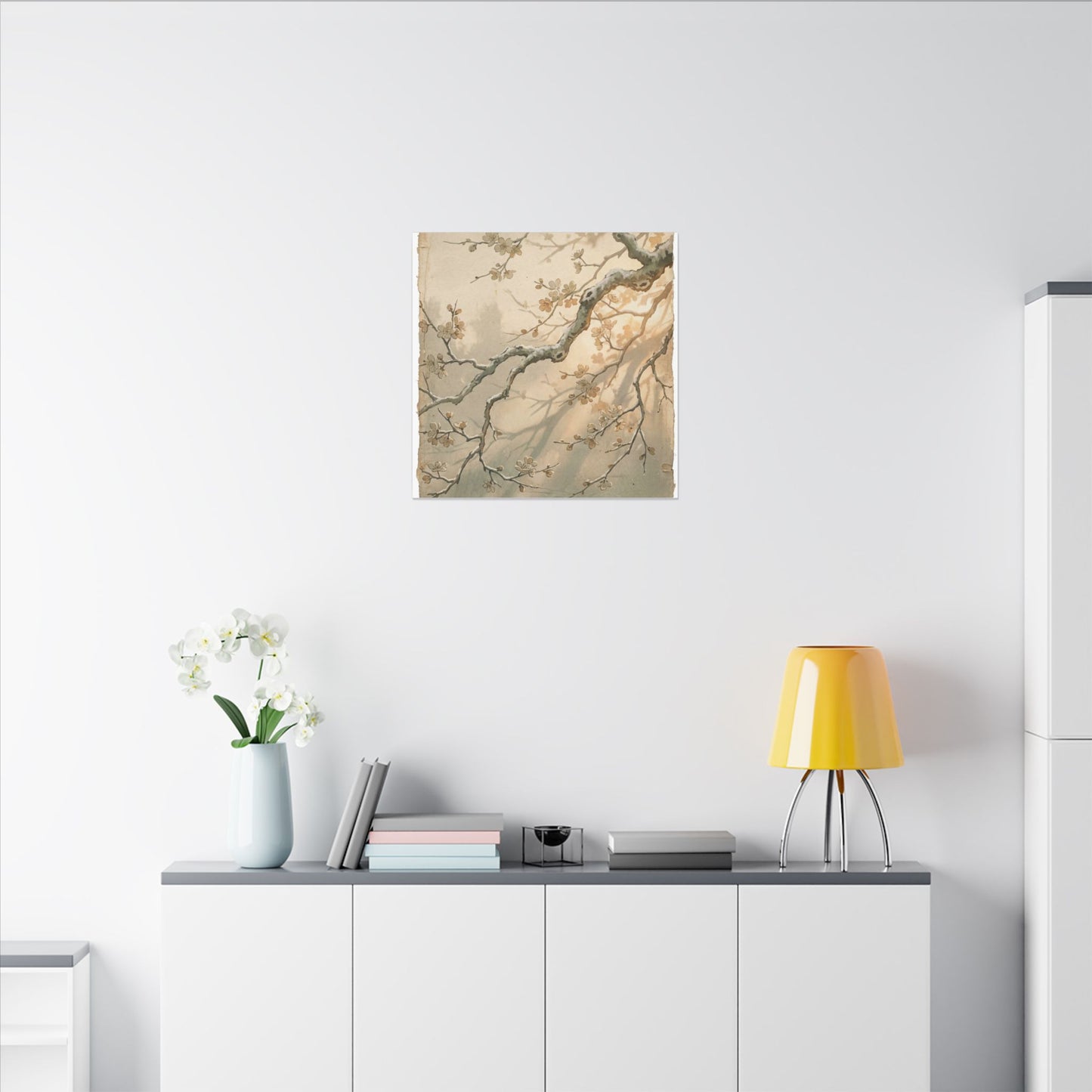Cherry Blossom Canvas Art | Winter Japandi Japanese Pattern Art