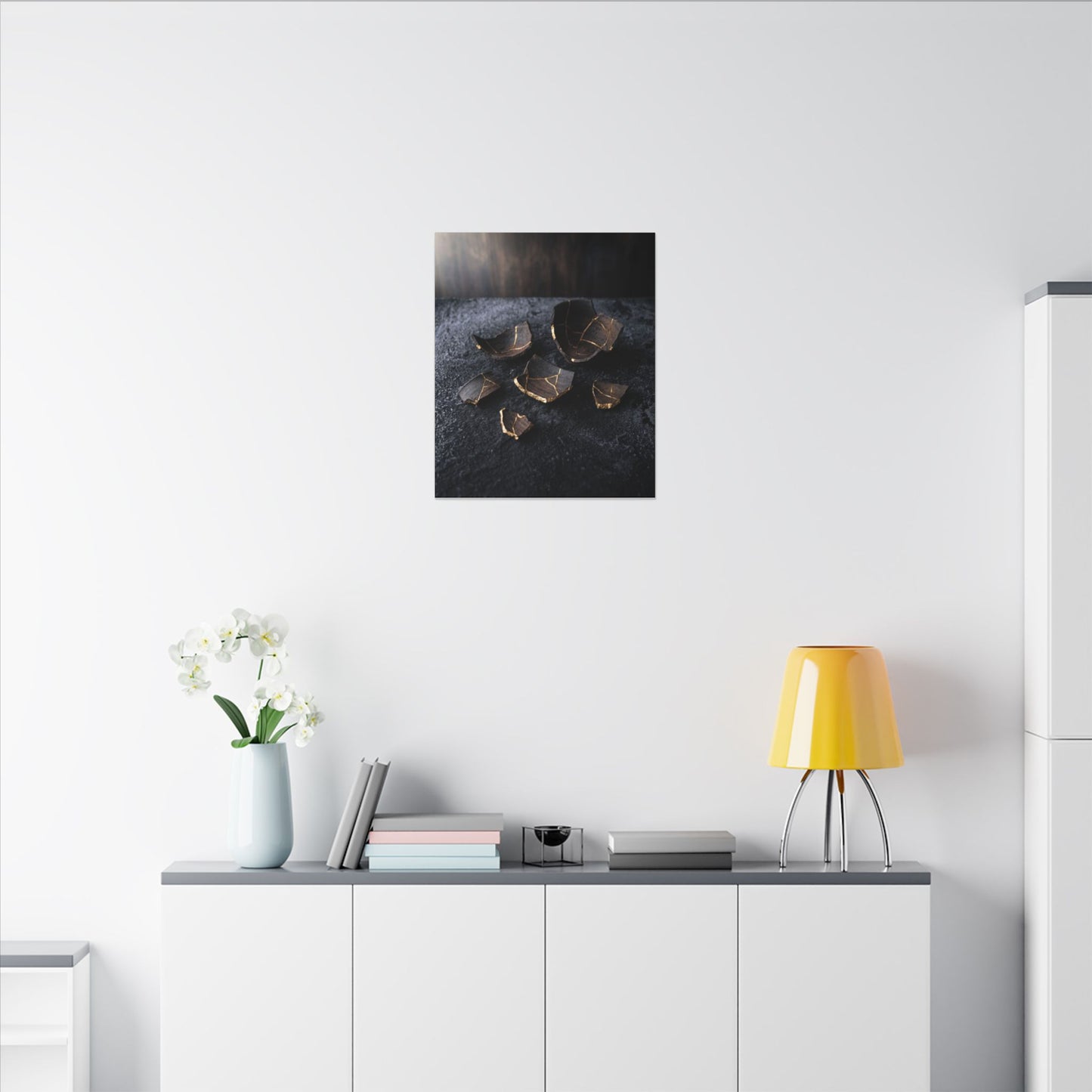 Winter Broken Pottery Shadow Zen Canvas Art | Bold Decor