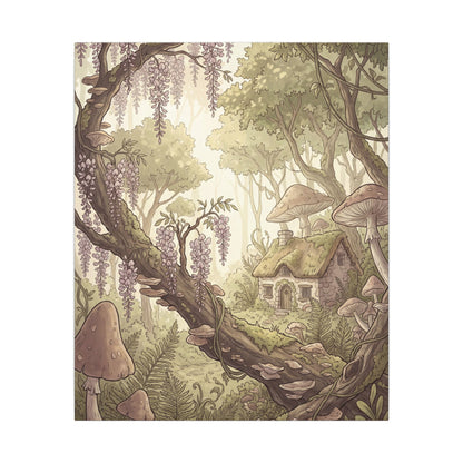 Summer Wisteria Mushroom Illustration Canvas Art | Enchanting Decor