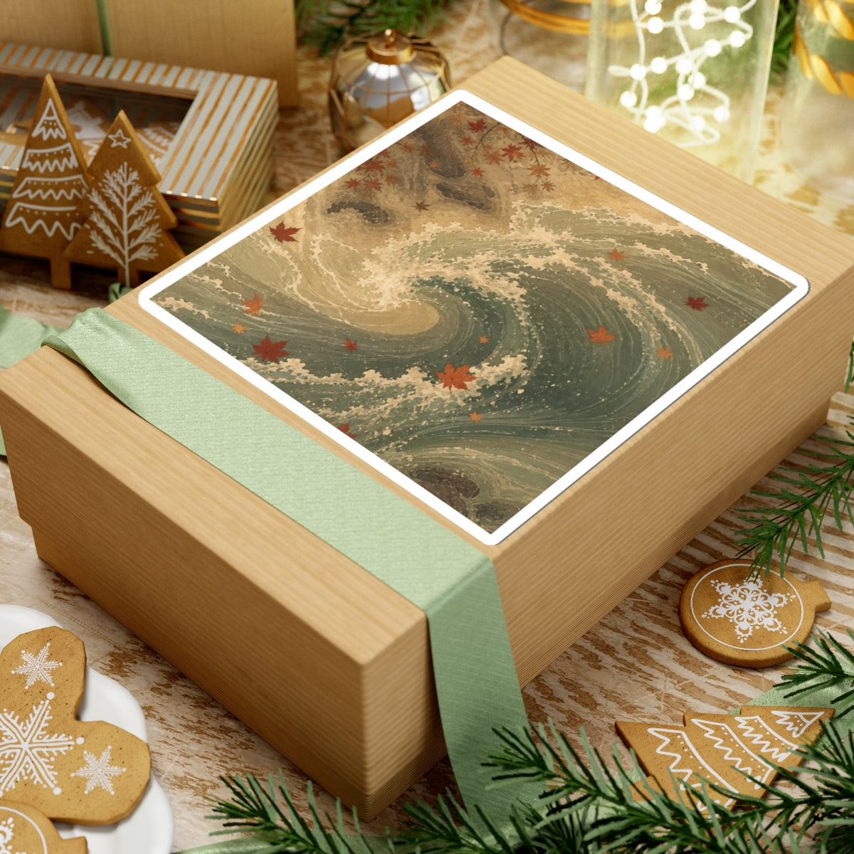 Ocean Wave Autumn Sticker | Japandi Warm Design