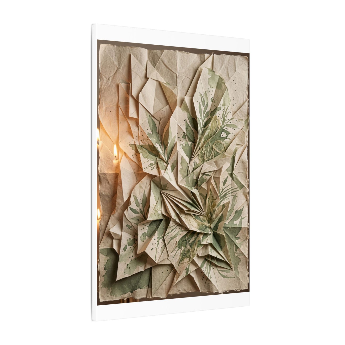 Japandi Paper Fold in Candlelight | Texture Canvas Art