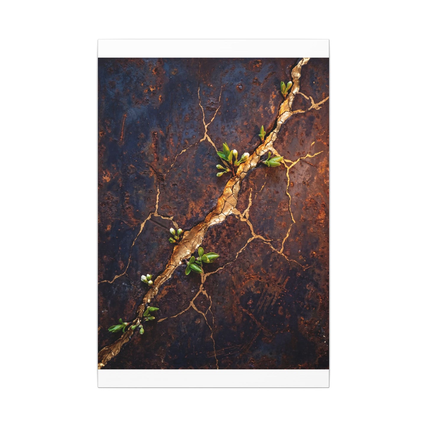 Rust Patina Spring Canvas Art | Kintsugi Resilient Design
