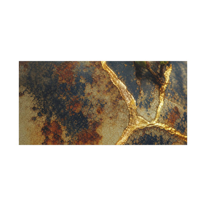 Datsuzoku Rust Patina Canvas Art - Kintsugi Crackle Gold