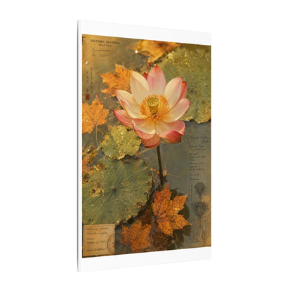 Autumn Lotus Flower Herbarium Canvas Art | Rustic Decor