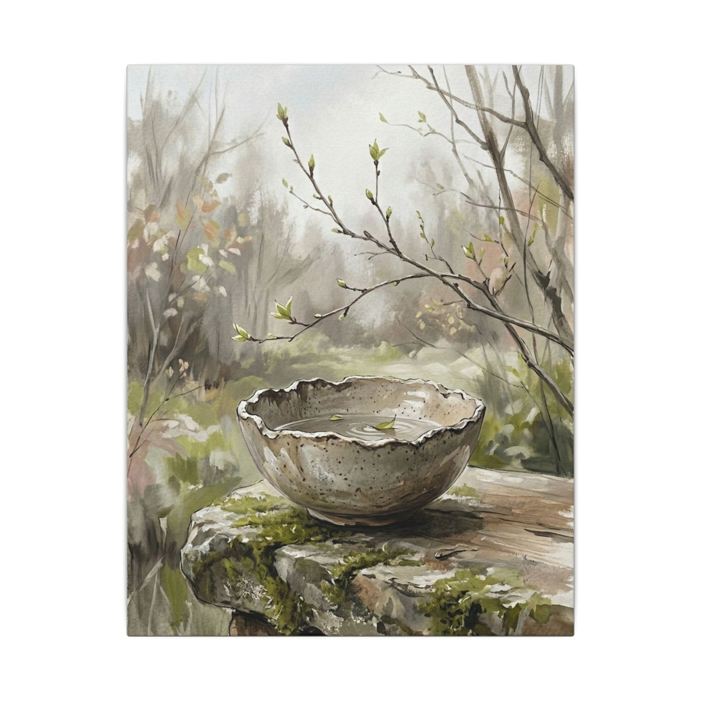 Japandi Ceramic Bowl in Overcast | Minimal Line Canvas Art