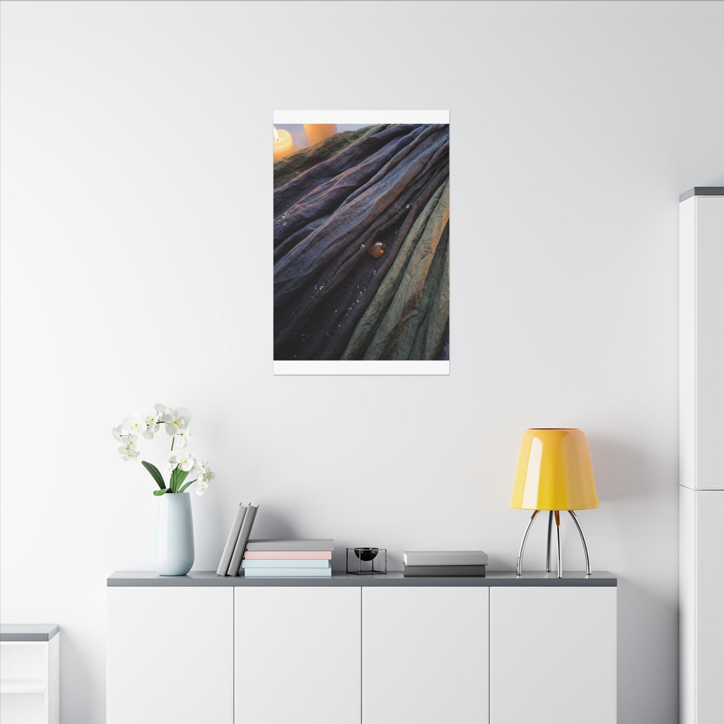 Silk Drape Shadow Zen Canvas Art | Moody Dark Japandi Art
