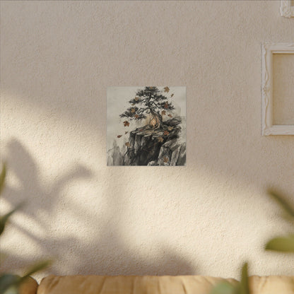 Pine Tree Autumn Canvas Art | Japandi Earthy Design
