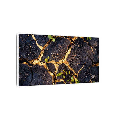 Spring Cracked Earth Crackle Gold Canvas Art | Healing Decor
