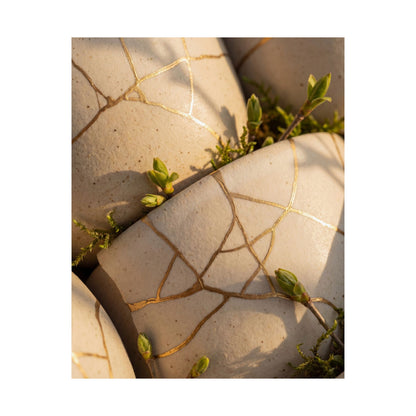 Artful Broken Pottery Wall Art Print - Gold Vein Kintsugi