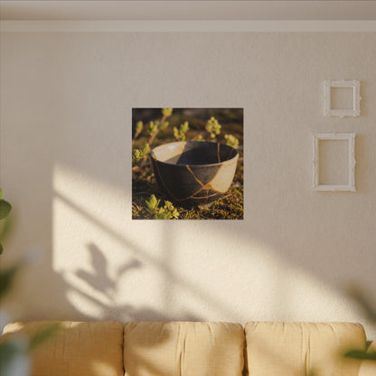Seijaku Broken Pottery Canvas Art - Kintsugi Gold Repair