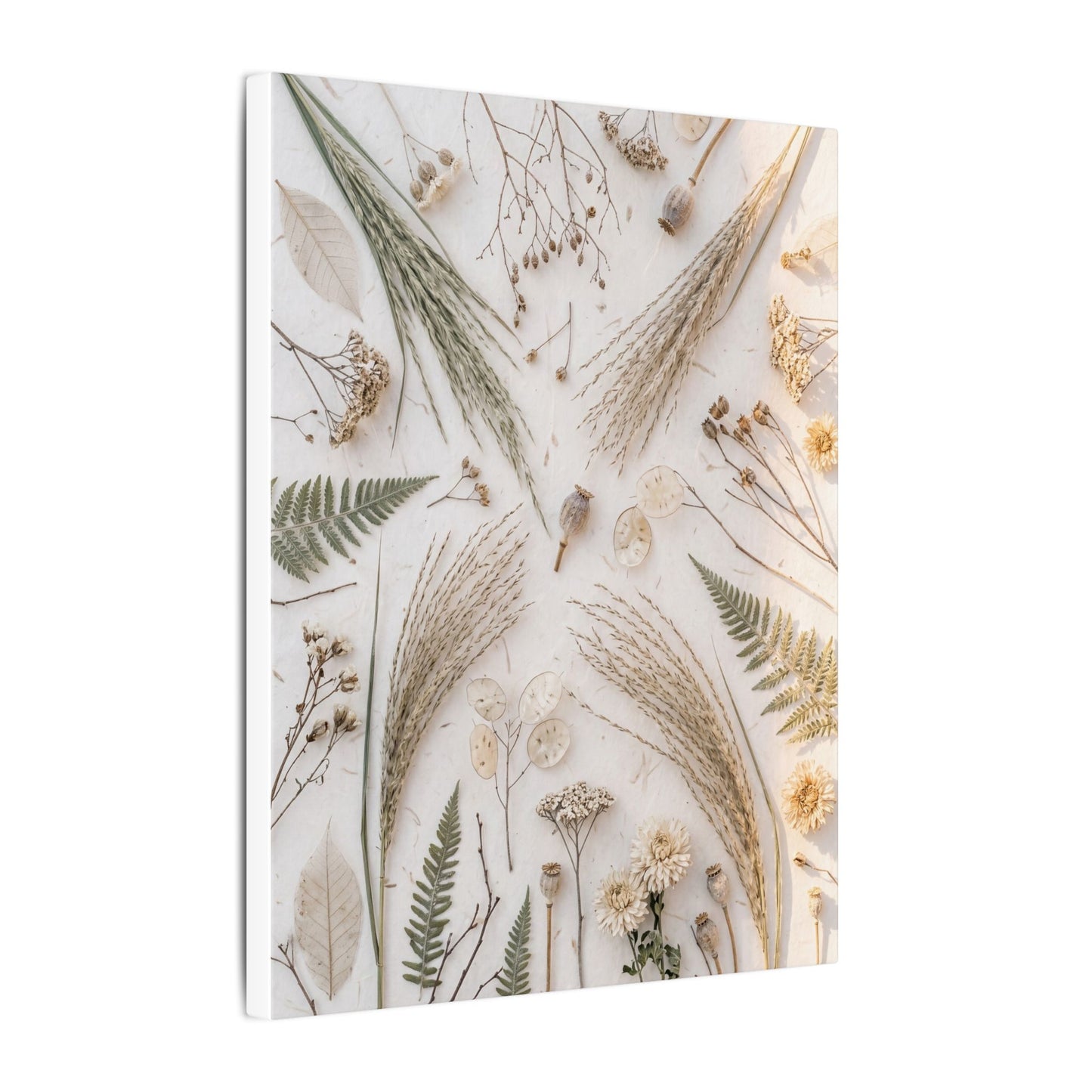 Elegant Dried Flowers Canvas Art - Japanese Pattern Japandi