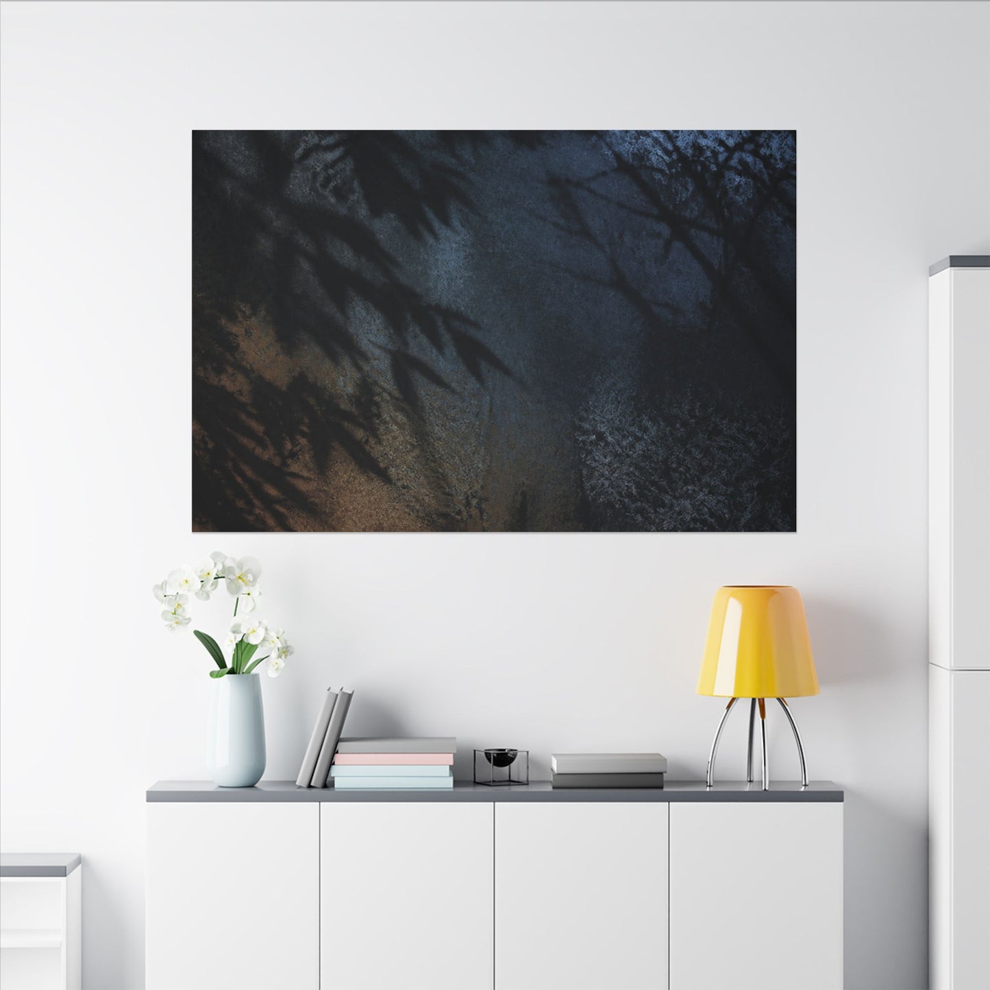 Kanso Shadow Play Canvas Art - Dark Japandi Shadow Zen