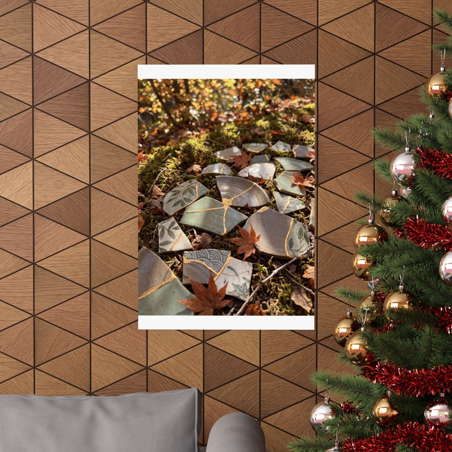 Japandi Broken Pottery in Dappled | Japanese Pattern Wall Art Print