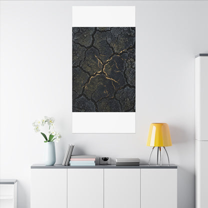 Overcast Cracked Earth Canvas Art - Dark Japandi Ma