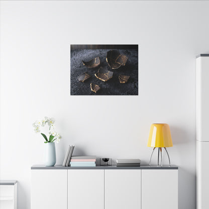 Winter Broken Pottery Shadow Zen Canvas Art | Bold Decor