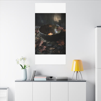 Candlelight Ceramic Bowl Canvas Art - Dark Japandi Kanso