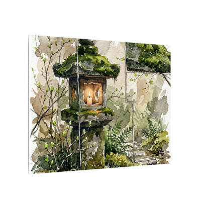Stone Lantern Watercolor Canvas Art | Elegant Japandi Art