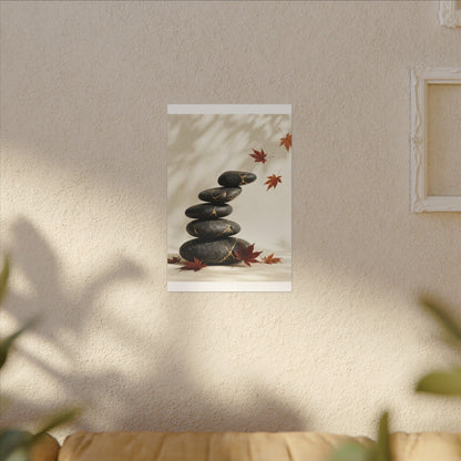 Kintsugi River Stones in Dappled | Crackle Gold Canvas Art