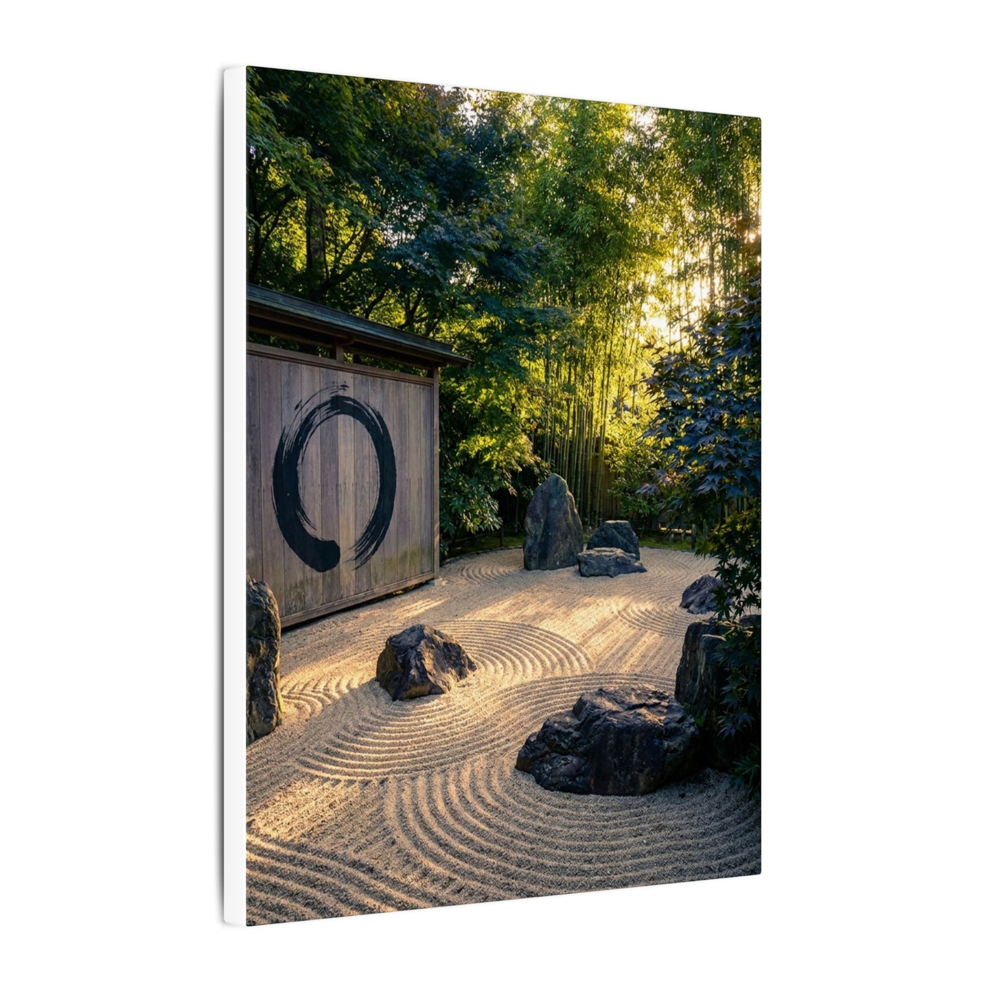 Rock Garden Enso Canvas Art | Tranquil Zen Art