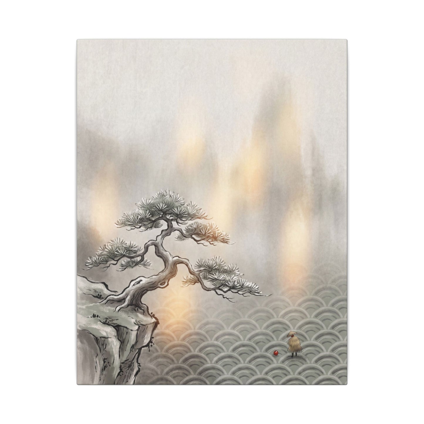 Pine Tree Canvas Art | Winter Japandi Japanese Pattern Art