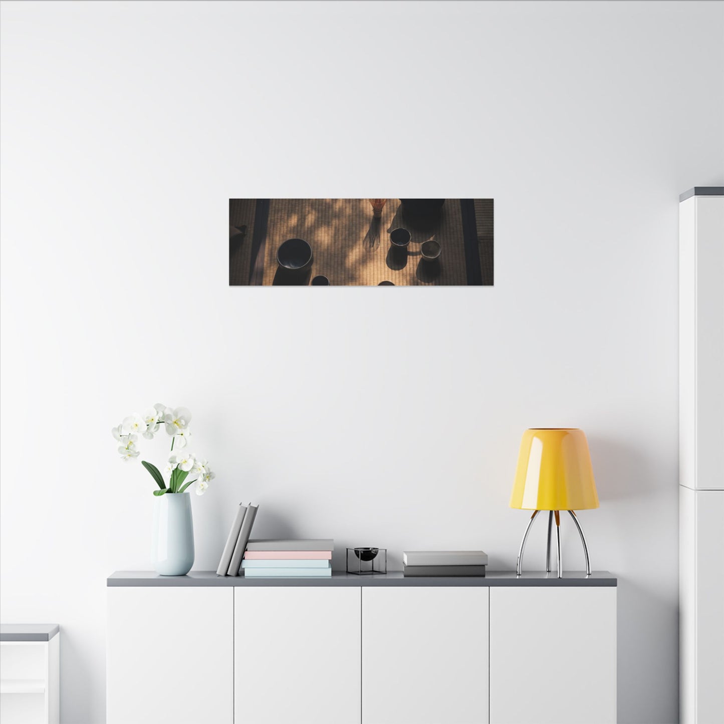Shibui Tea Ceremony Canvas Art - Dark Japandi Shadow Zen