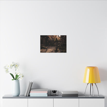 Seijaku Stone Lantern Canvas Art - Dark Japandi Shadow Zen