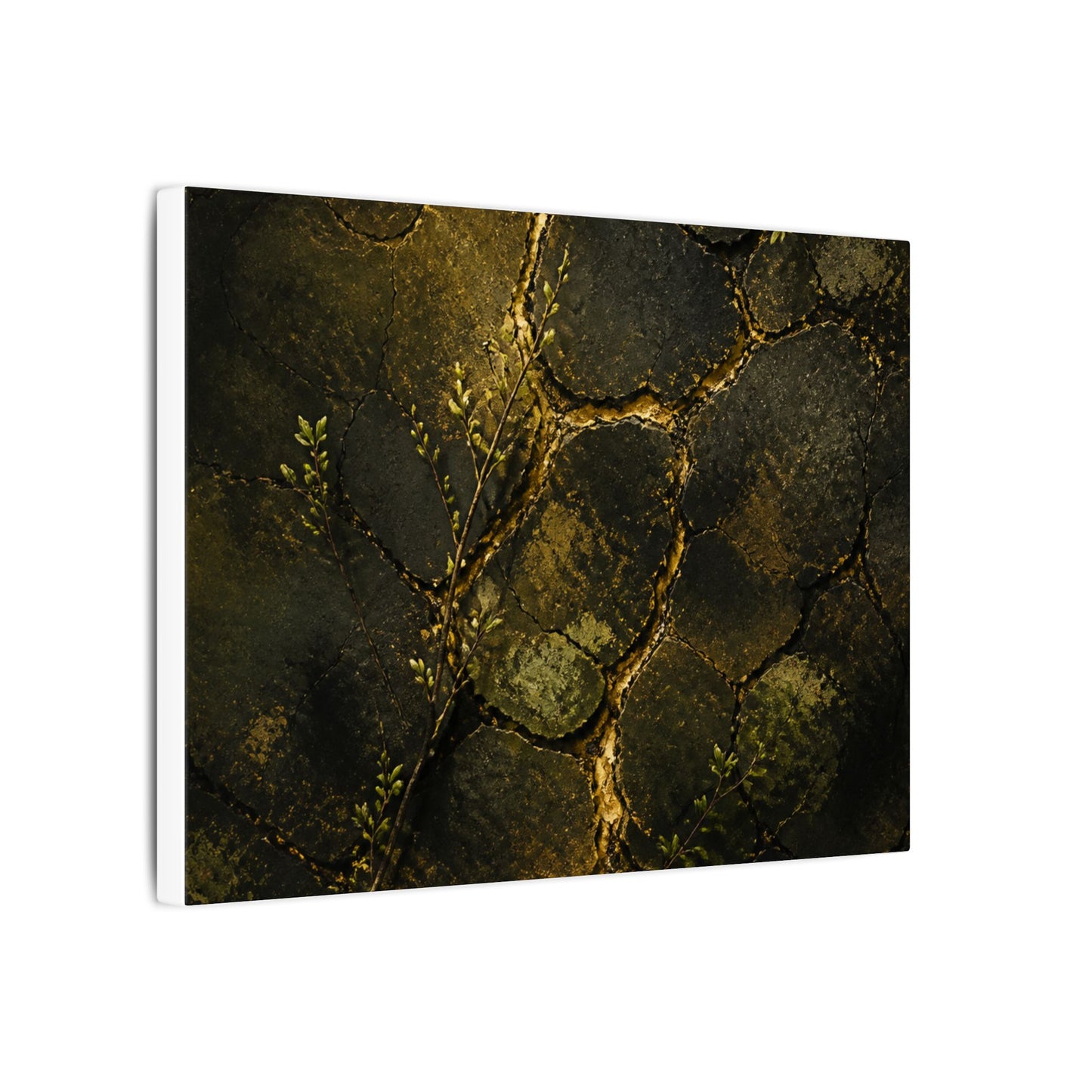Shibui Cracked Earth Canvas Art - Dark Japandi Dark Texture