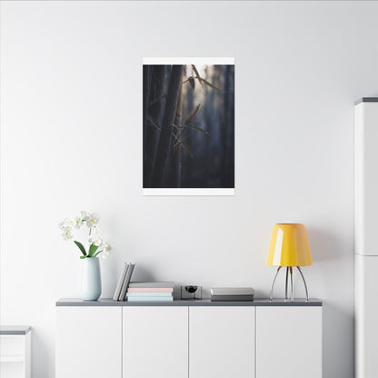 Dark Japandi Bamboo Grove in Dawn | Moody Minimal Canvas Art