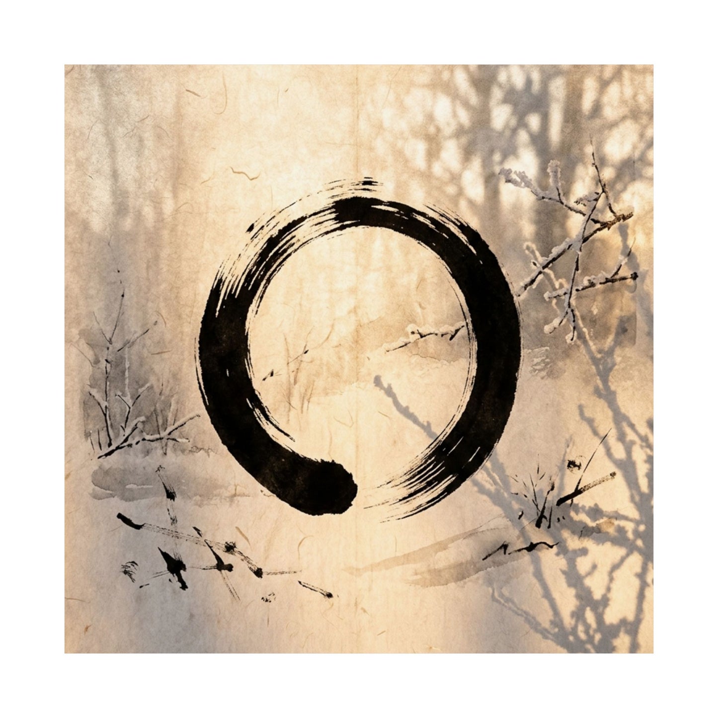 Shoji Screen Wall Art Print | Winter Zen Enso Art