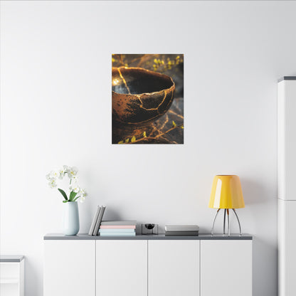 Kintsugi Ceramic Bowl in Golden Hour | Gold Vein Canvas Art